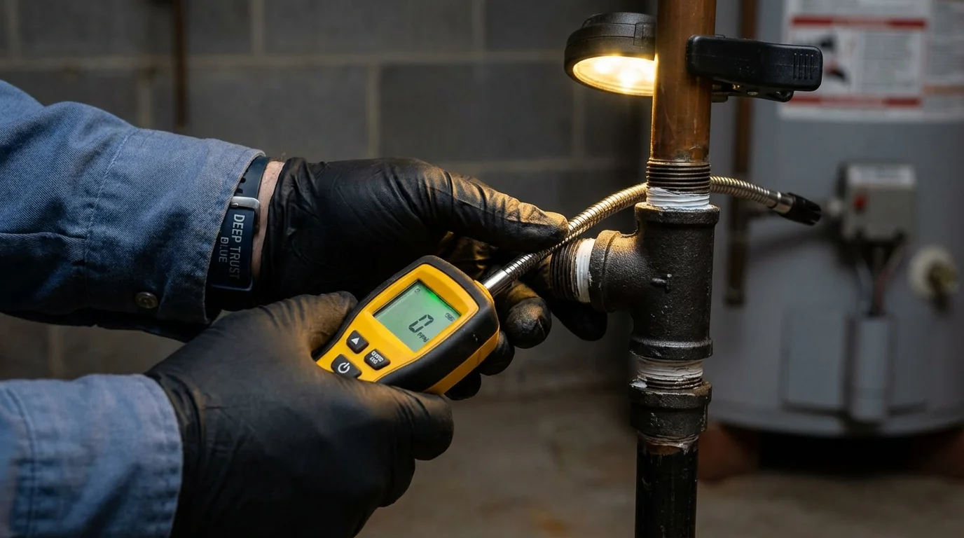 Gas leak detection with electronic sniffer by Johns Plumbing LLC in Oakley