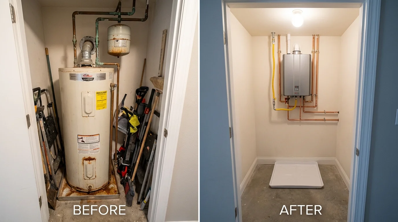 Tank water heater versus wall-mounted tankless unit comparison for Oakley, UT homeowners